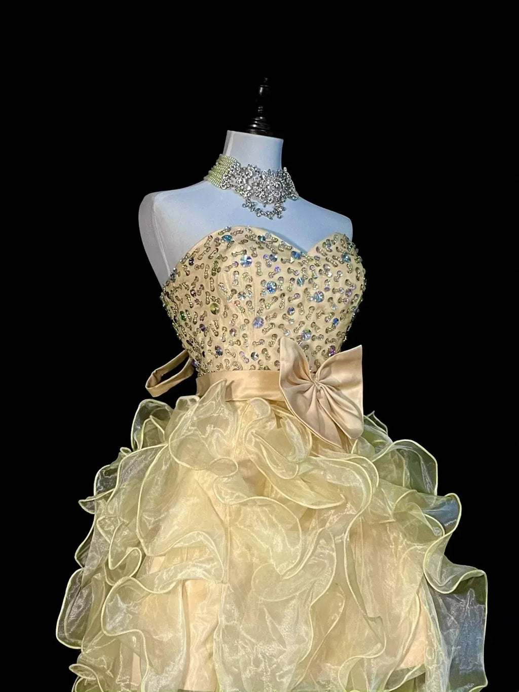Whimsical High-Low Strapless Sweetheart Sleeveless Lace-Up Back Party Gown