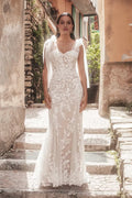 Whimsical Trumpet Sweetheart Neckline Bow Strap Open Back Floor Length Wedding Dress