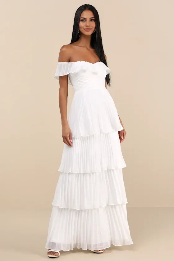 Dress Classic Emerald Pleated Off-the-Shoulder Maxi Dress Evening Dress A-Line Sleeveless Sweetheart Neck Prom Dress
