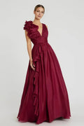 A-Line V Neck Sleeveless Backless Floor-Length Prom Dress