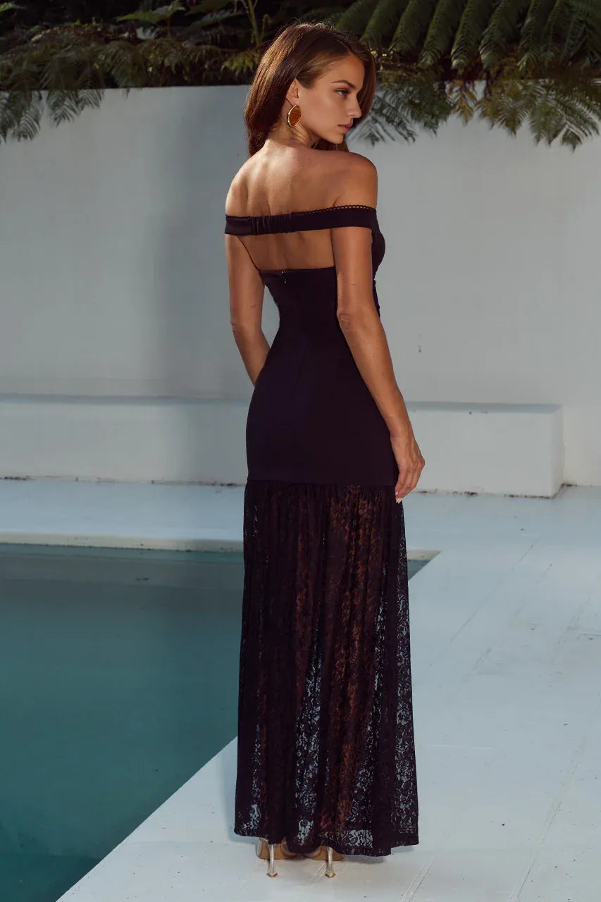 Wonderful Sheath/Column Off The Shoulder Sleeveless Backless Floor-Length Prom Dress