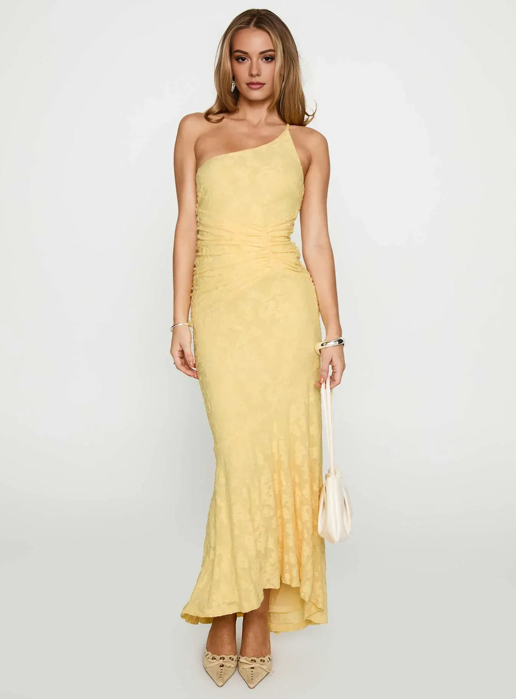 One - Shoulder Ruched Maxi Dress Prom Dresses For Sale