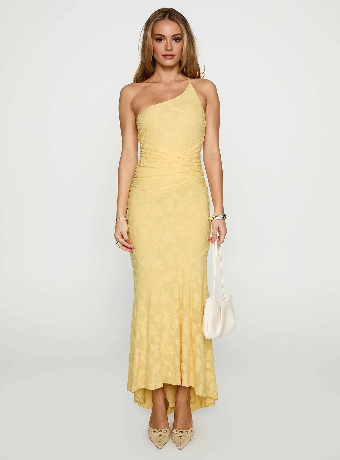 One - Shoulder Ruched Maxi Dress Prom Dresses For Sale