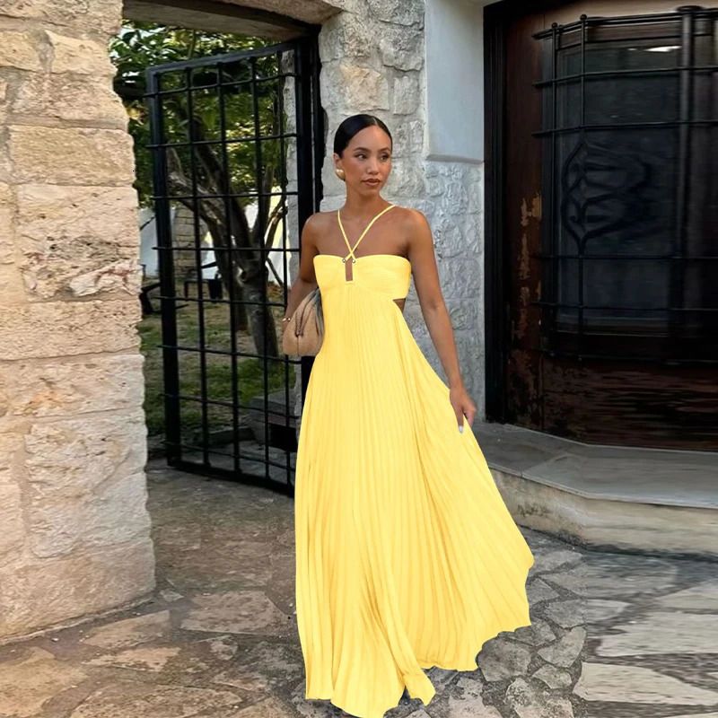 Best Sellers Spaghetti Straps Sleeveless A-Line Cutout Back Long Prom Dress