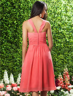 A-Line Bridesmaid Dress Straps Sleeveless Floral Knee Length Chiffon with Ruched / Ruffles / Side Draping - luodilan