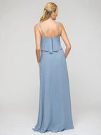 Ruffles Bodice A-Line Chiffon Bridesmaid Dress For Elegant Bridal Party With Flowy Skirt