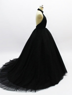 Ball Gown Prom Dresses Open Back Dress Wedding Party Sleeveless Tulle Backless with Pleats