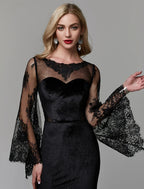 Elegant Dress Wedding Guest Floor Length Long Sleeve Lace