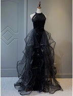 A-Line Prom Dresses Sparkle Shine Dress Wedding Party Sleeveless Sequined with Crystals Sequin Ruffles