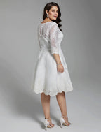 Open Back Dresses Knee Length A-Line Length Sleeve V Neck With Ribbons Bow