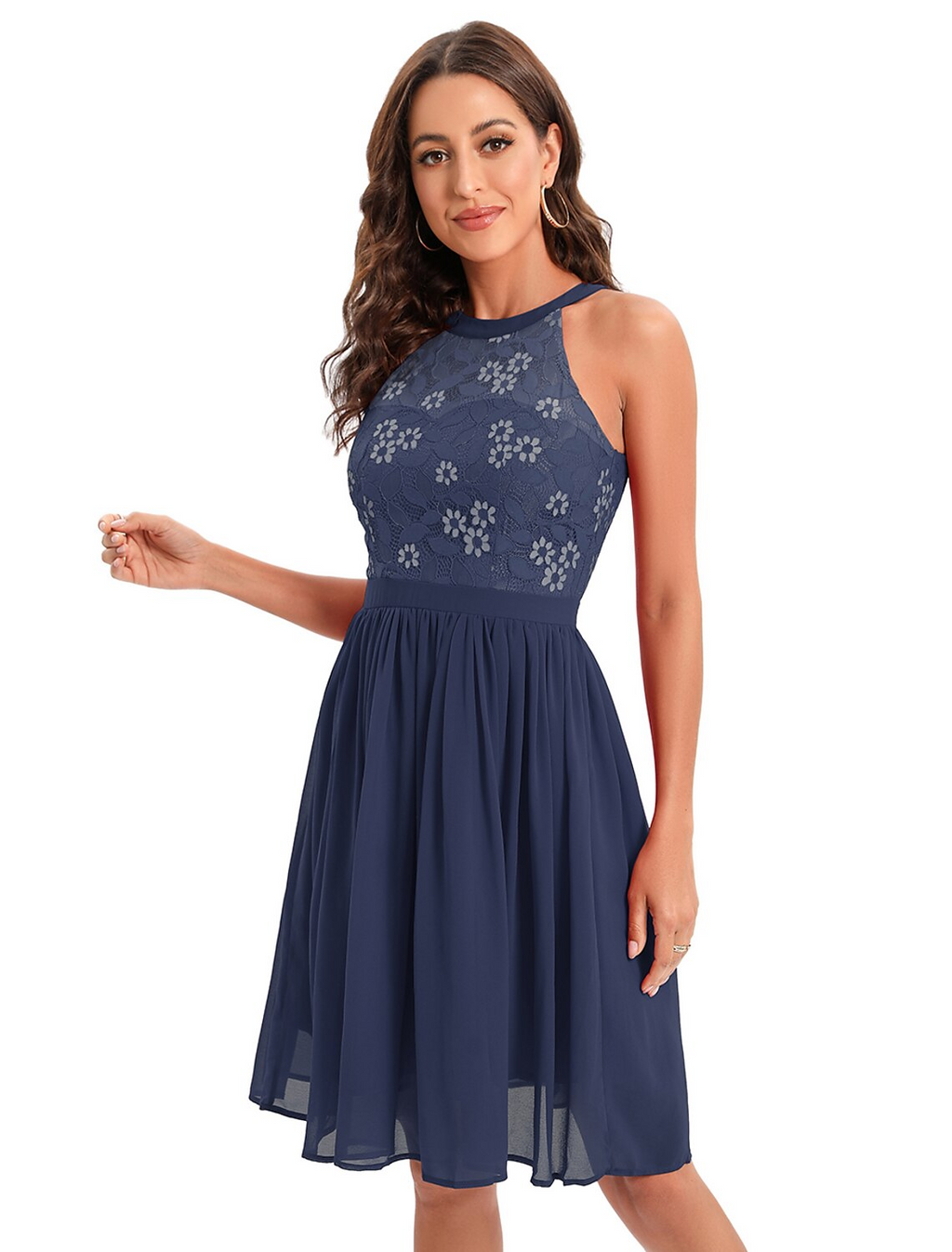 A-Line Cocktail Dresses Vintage Dress Party Wear Knee Length Sleeveless Jewel Neck Cotton Blend with Lace Insert Pattern Print Splicing
