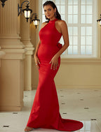 Evening Gown Dress Formal Court Train Sleeveless Polyester with Ruffles