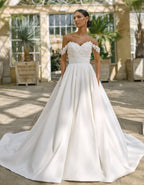 a modern mikado ballgown with 3d florals