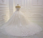 Off The Shoulder Ball Gown Wedding Dress With Applique, Floor Length, Timeless Bridal Elegance For Brides