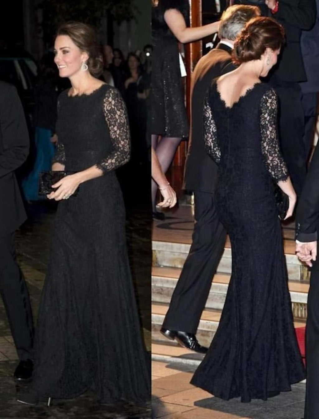 A-Line Elegant Formal Evening Dress Length Sleeve Floor Length Lace with Lace Insert