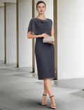 Mother of the Bride Dress Wedding Vintage Elegant Chiffon Short Sleeve with Pearls Ruching