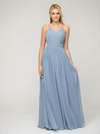 A Line Chiffon Bridesmaid Dress With Keyhole Back And Spaghetti Straps For Bridesmaids At Weddings