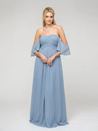 Bridesmaid Dresses Sweetheart Chiffon Flutter Sleeve Pleated Bodice For Bridesmaids Wedding Gown