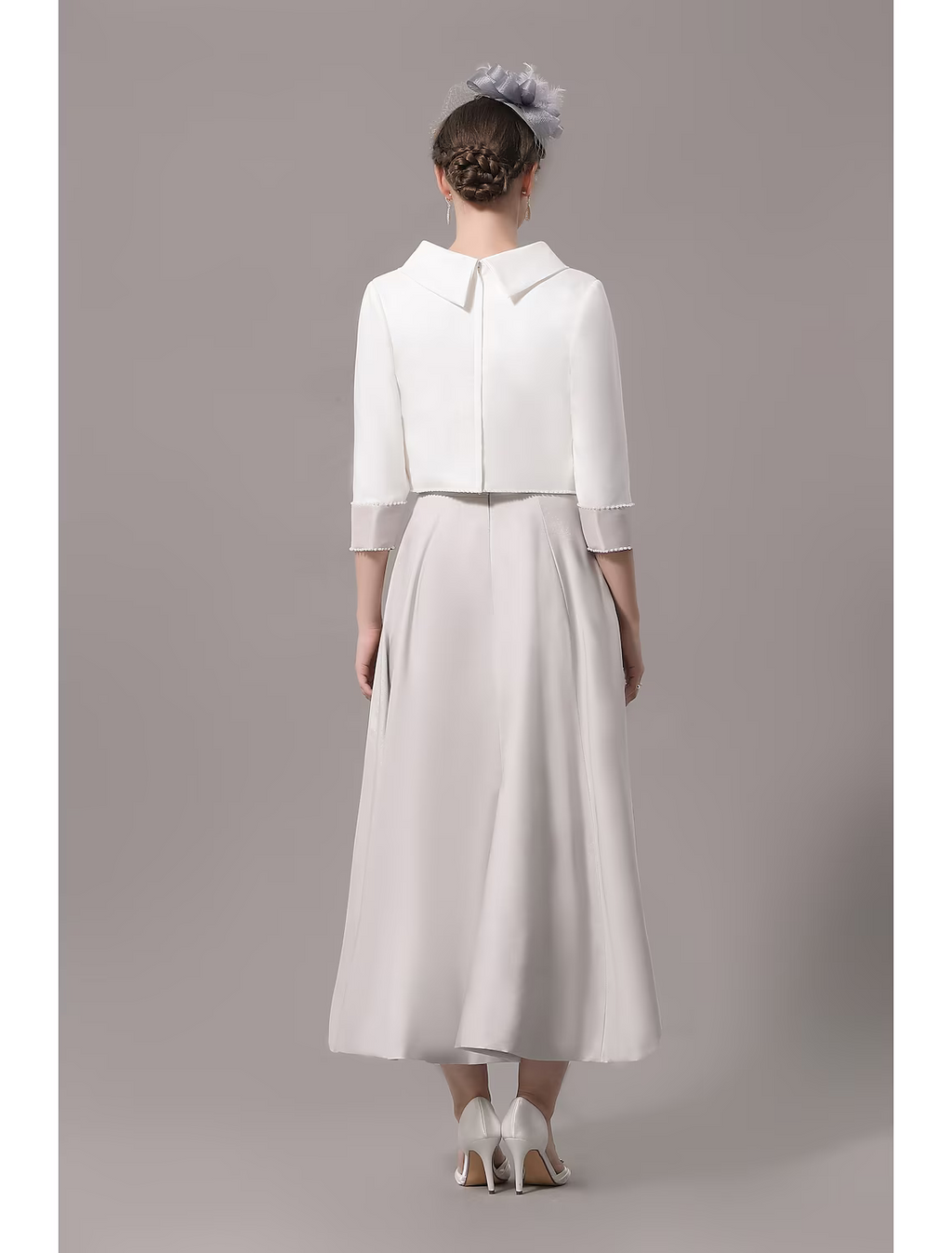 Two Piece Mother of the Bride Dress Church Elegant  Ankle Length Stretch Satin Sleeve with Bow(s)