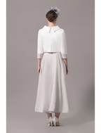 Two Piece Mother of the Bride Dress Church Elegant  Ankle Length Stretch Satin Sleeve with Bow(s)