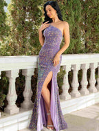 Prom Dresses Sparkle Shine Dress Party Wear Floor Length Sleeveless One Shoulder Sequined with Sequi