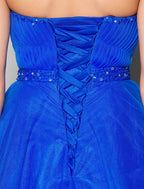 Lace Up Dress Formal Evening Floor Length Sleeveless Tulle Beading