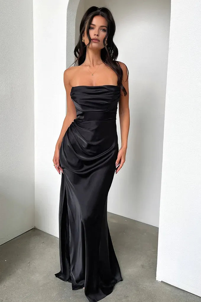 Exquisite Mermaid/Trumpet Strapless Sleeveless Backless Slit Floor-Length Prom Dress