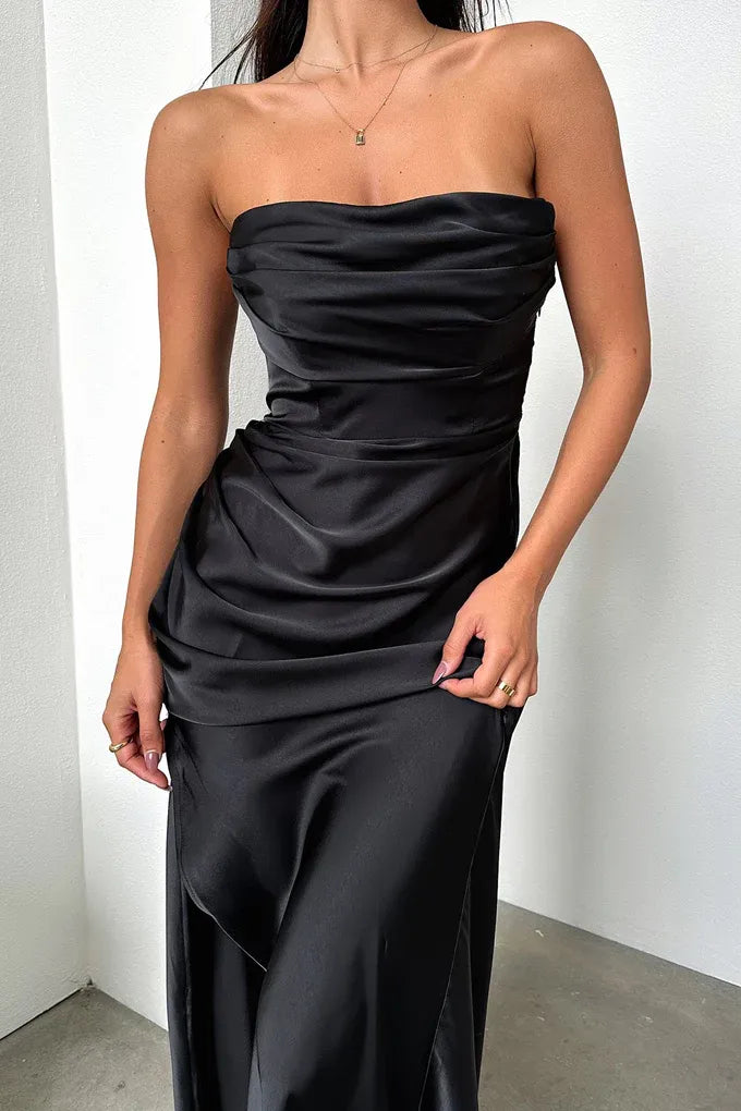 Exquisite Mermaid/Trumpet Strapless Sleeveless Backless Slit Floor-Length Prom Dress