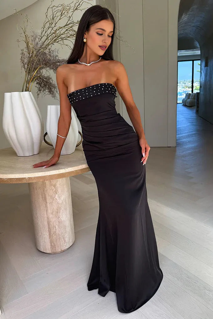 Graceful Mermaid/Trumpet Strapless Sleeveless Backless Floor-Length Prom Dress