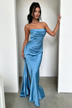 Exquisite Mermaid/Trumpet Strapless Sleeveless Backless Slit Floor-Length Prom Dress