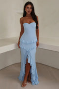 Fashion Mermaid/Trumpet Strapless Sleeveless Backless Ruffles Floor-Length Prom Dress