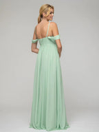 Bridesmaid Dresses Cold Shoulder Chiffon With Draped Bodice For Bridesmaids Elegant Wedding