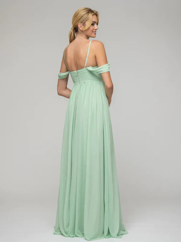 Bridesmaid Dresses Cold Shoulder Chiffon With Draped Bodice For Bridesmaids Elegant Wedding