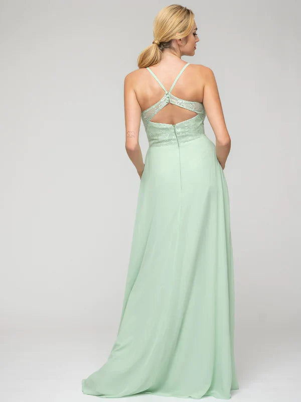 Sexy Bridesmaid Dresses With V Neck Lace Bodice Open Back For Glamorous Wedding Party