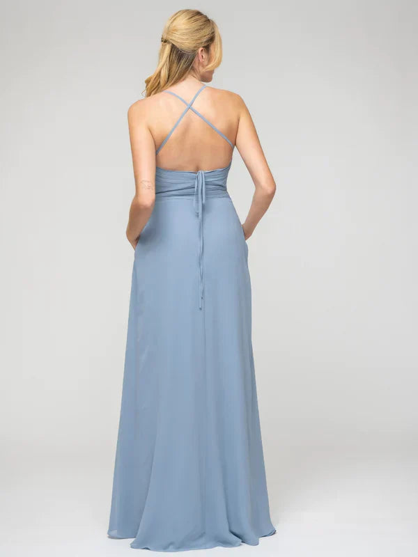 Sweetheart Chiffon Bridesmaid Dress With Crisscross Back Elegant Long Gown For Bridesmaids