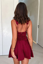 A-Line V Neck Sleeveless Backless Short-Mini Homecoming Dress