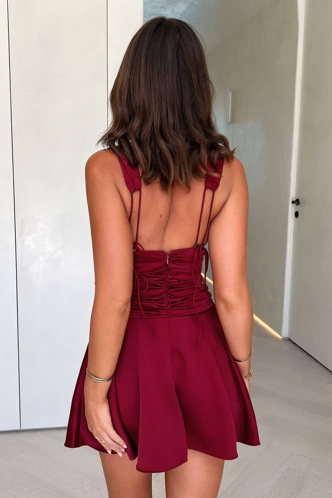 A-Line V Neck Sleeveless Backless Short-Mini Homecoming Dress