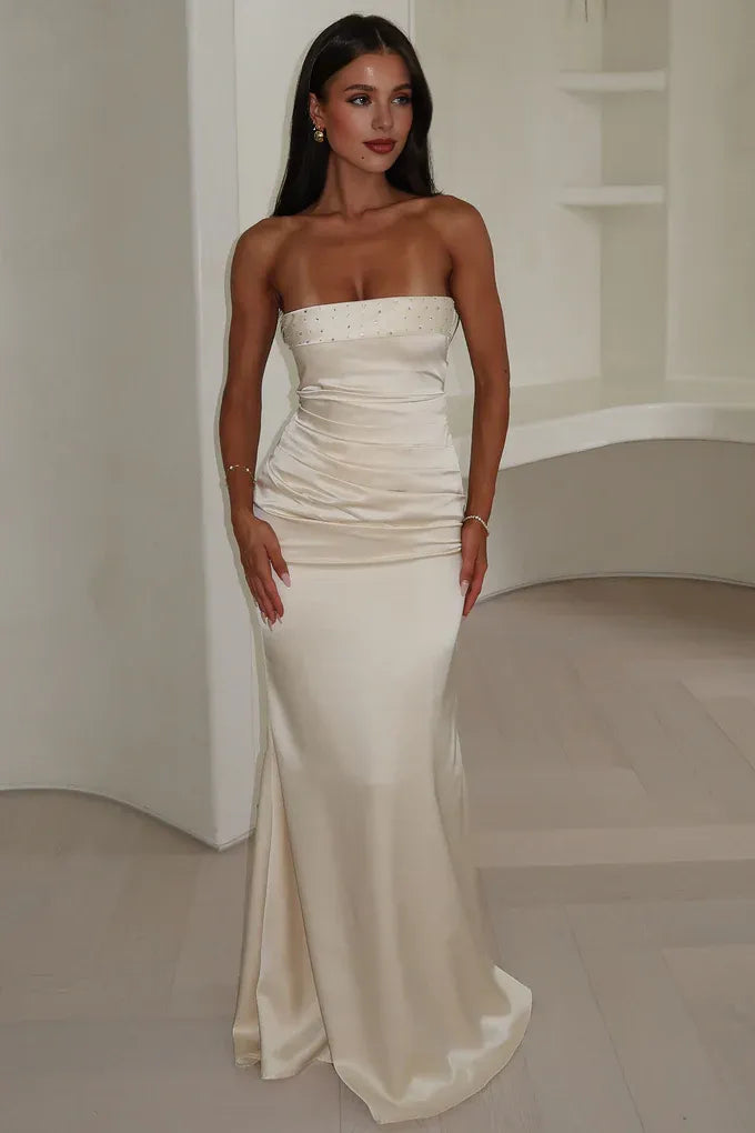 Graceful Mermaid/Trumpet Strapless Sleeveless Backless Floor-Length Prom Dress