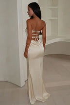 Graceful Mermaid/Trumpet Strapless Sleeveless Backless Floor-Length Prom Dress