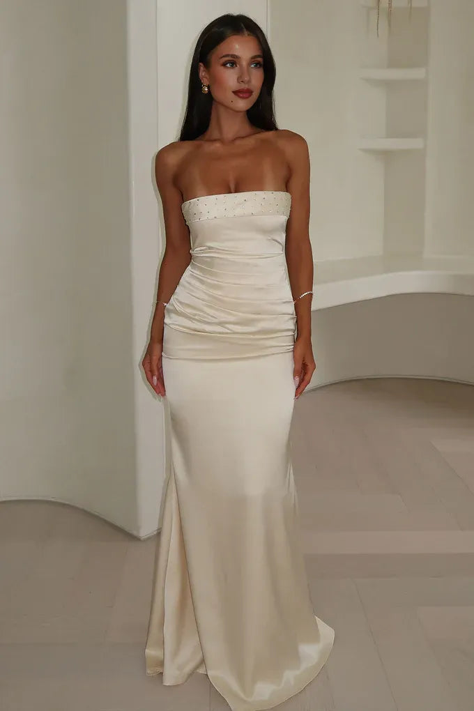 Graceful Mermaid/Trumpet Strapless Sleeveless Backless Floor-Length Prom Dress