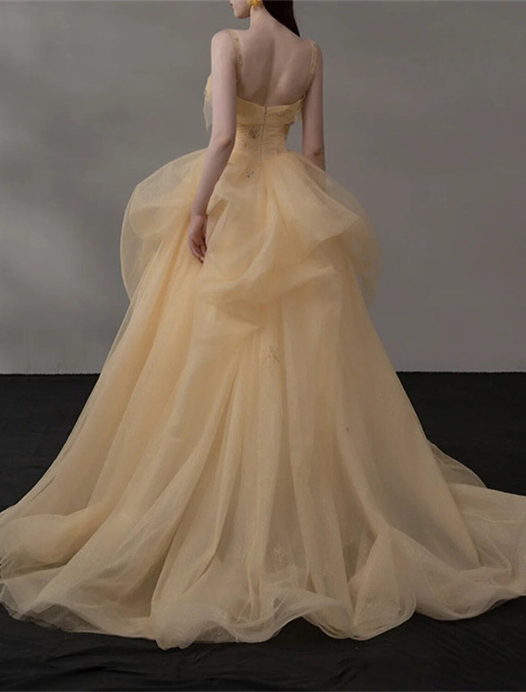 Ball Gown Quinceanera Dresses Princess Dress Performance Sweet 16 Court Train Sleeveless Spaghetti Strap Tulle with Appliques