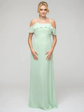 Bridesmaid Dress Open Back Chiffon Cold Shoulder Ruffles Elegant Wedding Gown For Bridesmaids