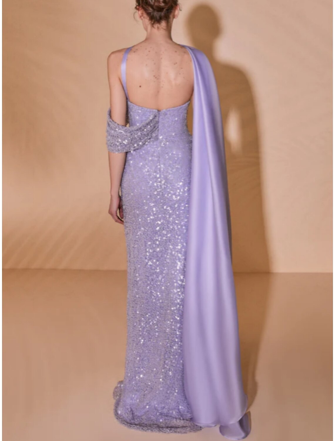A-Line Evening Gown Elegant Dress Formal Sweep / Brush Train Sleeveless Strapless Sequined with Glitter Pleats