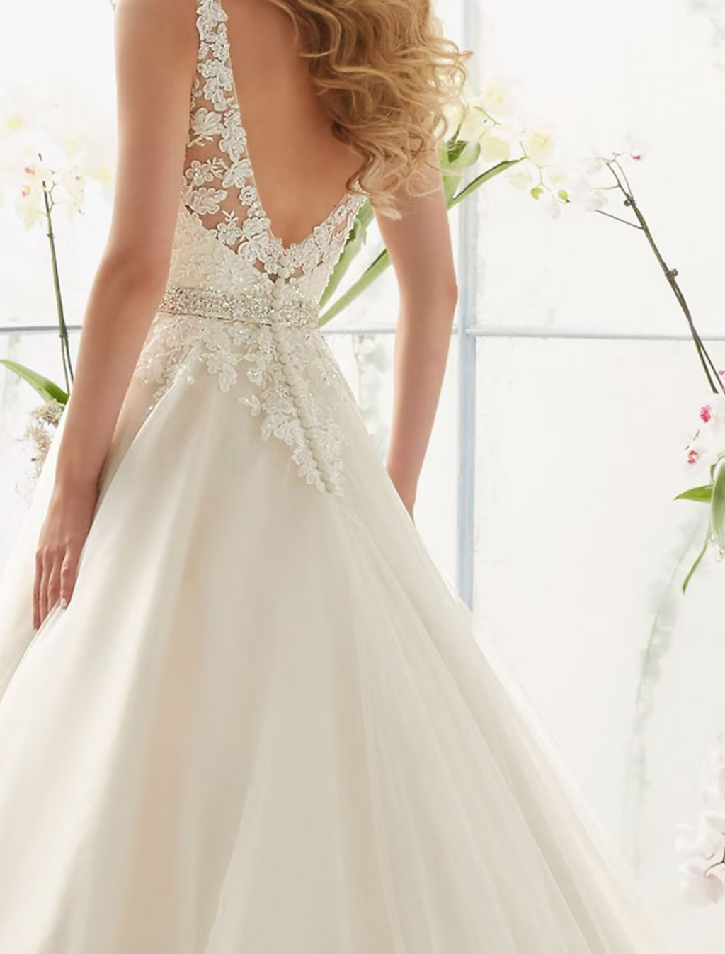 Engagement Open Back Sexy Formal Wedding Dresses Court Train A-Line Regular Straps V Neck Lace
