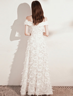 A-Line Evening Gown Minimalist Dress Formal Evening Floor Length Short Sleeve Off Shoulder Nylon with Feather