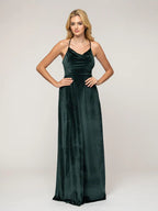 Velvet Cowl Neck Bridesmaid Dresses With Crisscross Back For Glamorous Wedding Party