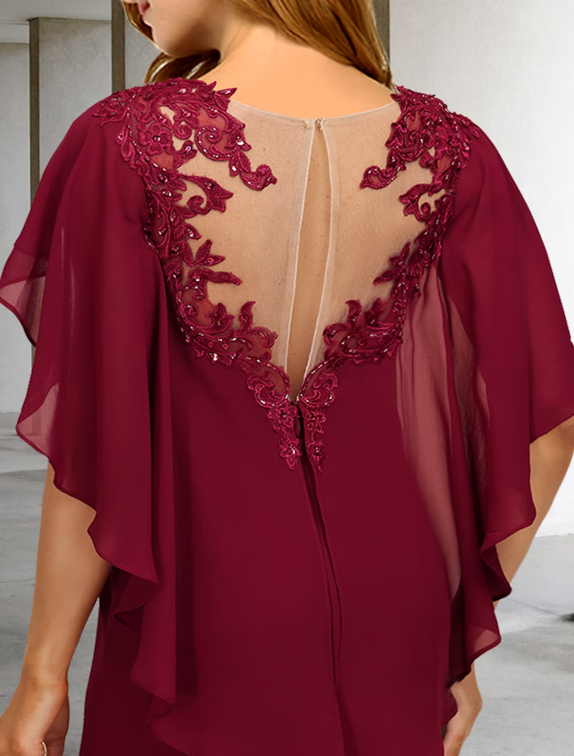 Plus Size Curve Mother of the Bride Dresses Vintage Dress Formal Short Sleeve Chiffon with Ruffles Appliques