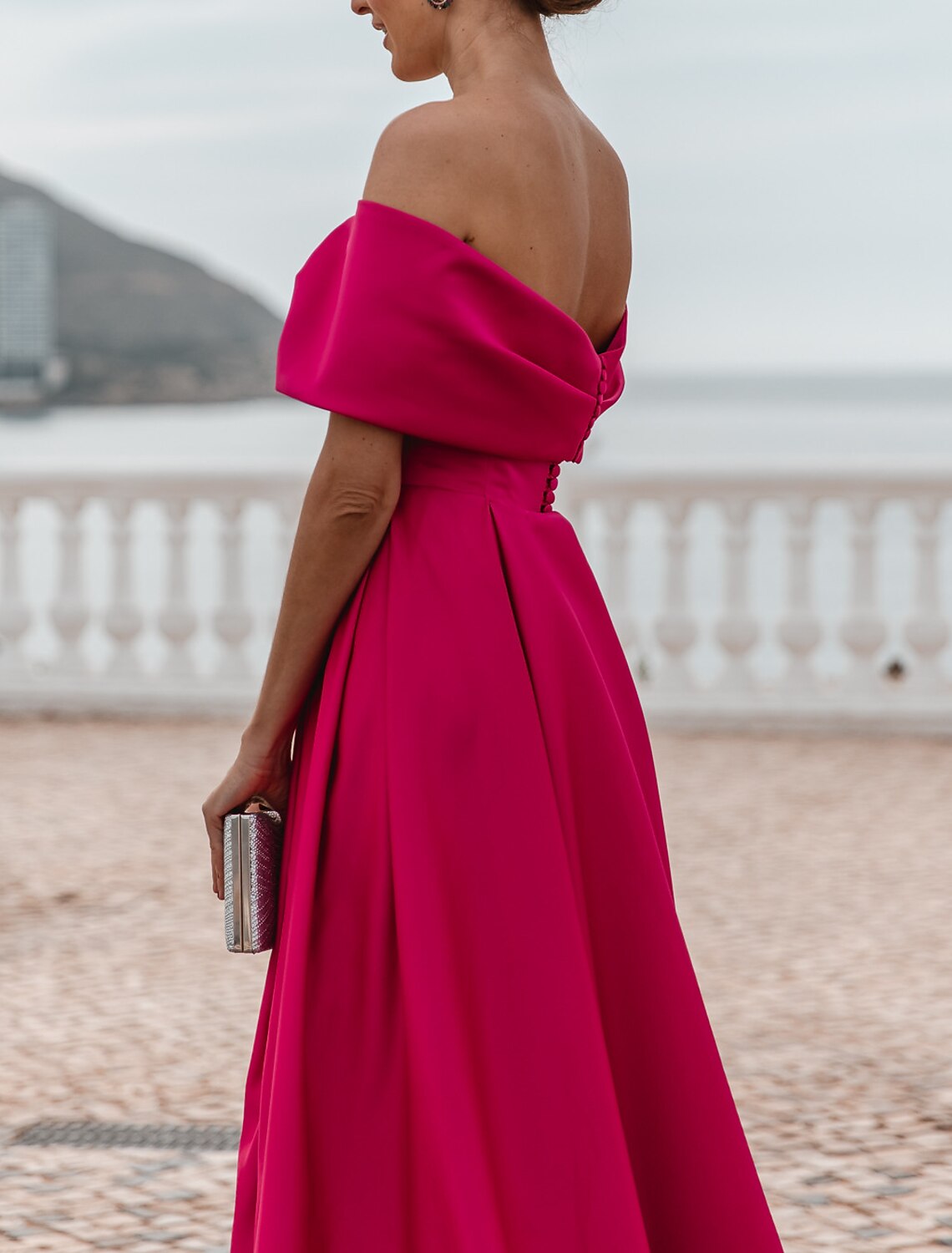 A-Line Evening Gown Party Dress Celebrity Style Dress Formal Wedding Court Train Sleeveless Off Shoulder Bridesmaid Dress Satin with Ruched