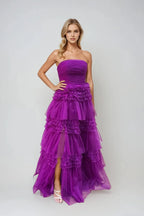 Dramatic Ball-Gown Strapless Sleeveless Lace-Up Floor-Length Prom Dress