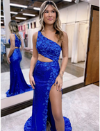 Prom Dresses Sexy Dress Formal Sleeveless One Shoulder Sequined with Sequin Appliques